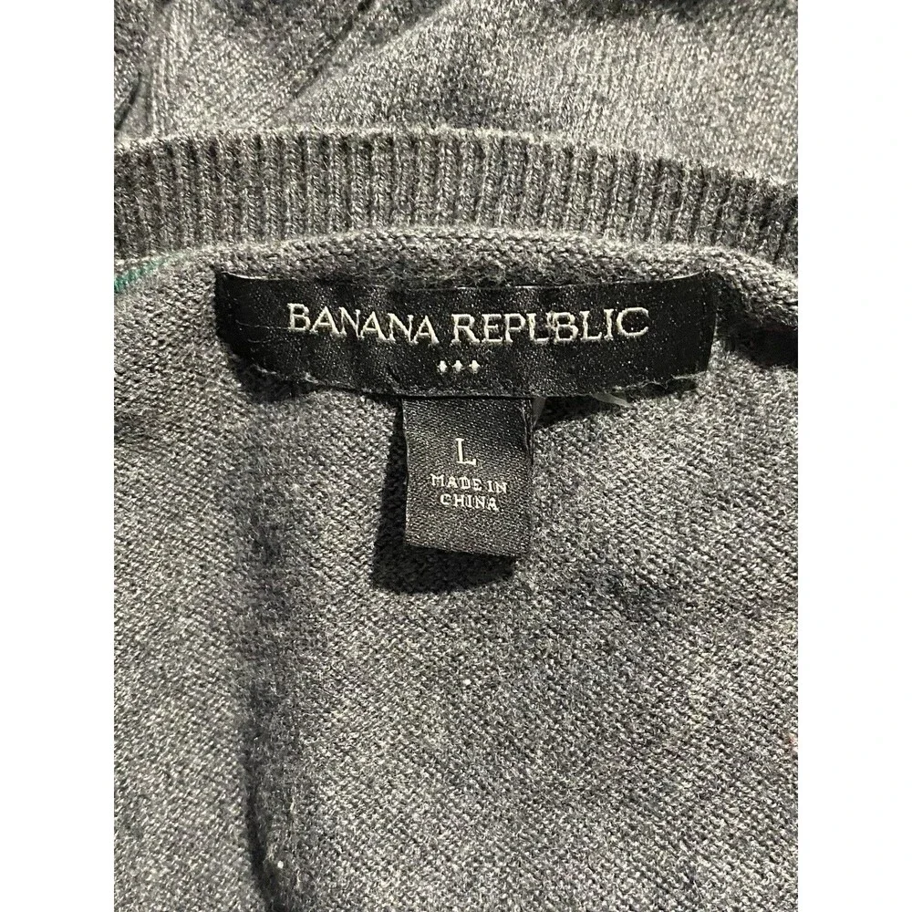 Banana Republic Cotton Sweater Gray Crewneck M Knit Pullover Mens Long Sleeve